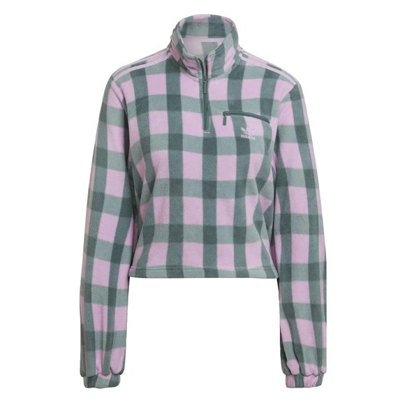 adidas Originals AOP Polar Fleece 1/2 Zip Clear Lilac/Emerald size M * wom855 - Picture 1 of 9